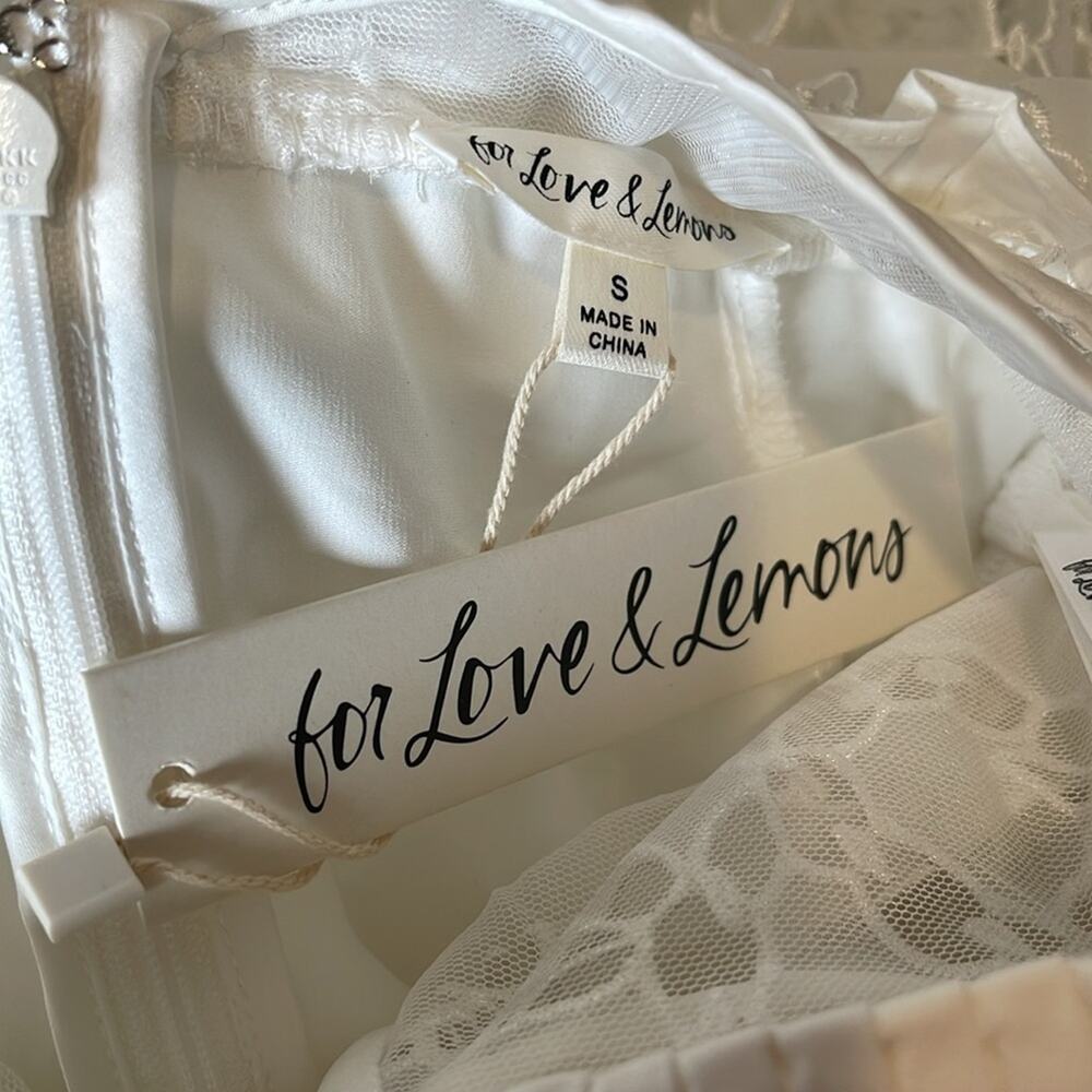 FOR LOVE & LEMONS Romi Eyelet Lace Sheer White Midi Dress Size Small - Picture 9 of 10